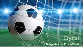  Presentation with goal ball - Presentation design consisting of soccer-ball-in-goal background and a ocean colored foreground