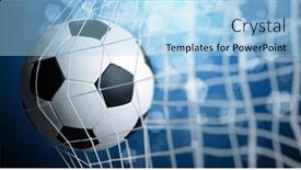  Presentation with goal ball - Beautiful PPT theme featuring soccer-ball-in-goal backdrop and a light blue colored foreground
