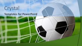  Presentation with goal ball - Colorful slide deck enhanced with soccer-ball-in-goal backdrop and a light blue colored foreground