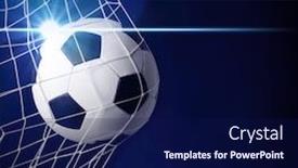  Presentation with goal ball - Amazing slide deck having soccer-ball-in-goal backdrop and a navy blue colored foreground