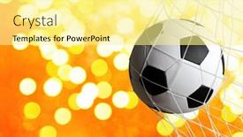  Presentation with goal ball - PPT theme having soccer-ball-in-goal background and a blonde colored foreground