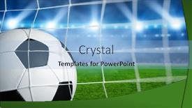  Presentation with soccer net - PPT theme having soccer-ball-in-the-net background and a light blue colored foreground