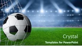  Presentation with soccer net - Colorful presentation design enhanced with soccer-ball-in-the-net backdrop and a forest green colored foreground