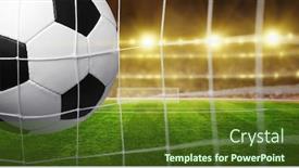  Presentation with soccer net - Cool new presentation theme with soccer-ball-in-the-net backdrop and a tawny brown colored foreground