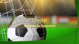  Presentation with soccer net - Audience pleasing slide deck consisting of soccer-ball-in-the-net backdrop and a tawny brown colored foreground