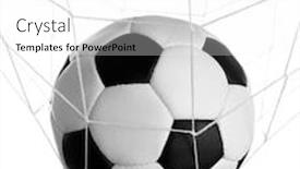  Presentation with soccer net - Audience pleasing presentation theme consisting of soccer ball in the net isolated on white backdrop and a white colored foreground
