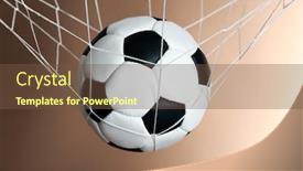  Presentation with soccer net - Beautiful slide set featuring soccer ball in the net on brown background backdrop and a tawny brown colored foreground