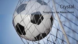  Presentation with goal ball - Slides consisting of soccer ball kicked into the back of a goal background and a light blue colored foreground