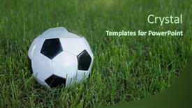  Presentation with soccer field - Beautiful presentation featuring soccer-ball-on-a-grass backdrop and a tawny brown colored foreground