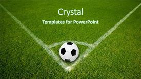  Presentation with corner - Slide set with white line coner kick - soccer ball on corner point background and a tawny brown colored foreground