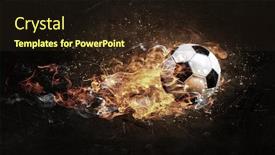  Presentation with fire ball - Beautiful theme featuring soccer-ball-on-fire-mixed backdrop and a wine colored foreground