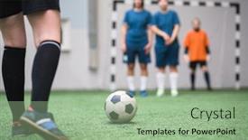  Presentation with soccer field - Colorful slide set enhanced with soccer-ball-on-green-footaball backdrop and a mint green colored foreground