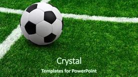 Presentation with football field - Theme enhanced with soccer ball on green football background and a forest green colored foreground
