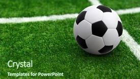  Presentation with football field or soccer field - Amazing PPT theme having soccer ball on green football backdrop and a  colored foreground