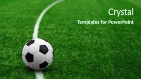  Presentation with green soccer field sport - Beautiful PPT layouts featuring soccer ball on green football backdrop and a forest green colored foreground