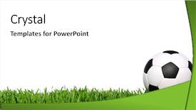  Presentation with green grass texture in soccer - PPT theme consisting of soccer ball on green grass background and a white colored foreground