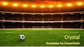  Presentation with soccer field - Colorful theme enhanced with soccer ball on green stadium backdrop and a tawny brown colored foreground