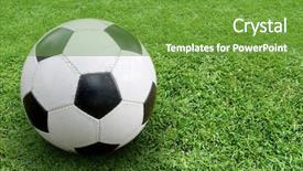  Presentation with soccer - Audience pleasing presentation theme consisting of soccer ball on ground backdrop and a tawny brown colored foreground