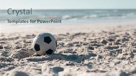  Presentation with beach ball - Slide deck enhanced with soccer-ball-on-sandy-beach background and a lemonade colored foreground