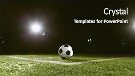 Presentation with sports field - Slide set with soccer ball on sports field background and a black colored foreground