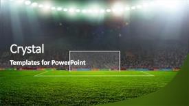  Presentation with base ball field - Beautiful slide set featuring soccer ball on the field backdrop and a dark gray colored foreground