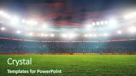  Presentation with soccer field - Slides with soccer ball on the field background and a tawny brown colored foreground