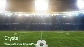  Presentation with field hockey - Audience pleasing slide deck consisting of soccer ball on the field backdrop and a tawny brown colored foreground