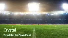  Presentation with soccer field - Slide deck enhanced with soccer ball on the field background and a tawny brown colored foreground