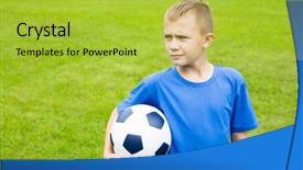  Presentation with football field or soccer field - PPT layouts having soccer ball on the football background and a yellow colored foreground