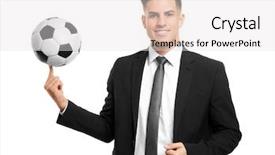  Presentation with ball bearing on a white - Audience pleasing slide deck consisting of soccer ball on white backdrop and a light gray colored foreground