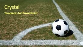  Presentation with corner - Beautiful PPT layouts featuring soccer ball set up for a corner kick backdrop and a tawny brown colored foreground