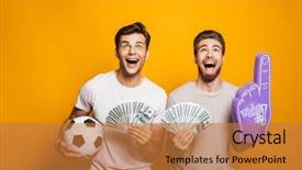  Presentation with ball sports - PPT theme enhanced with soccer ball showing money background and a  colored foreground