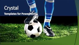  Presentation with soccer field - Slide deck featuring soccer ball with his feet background and a ocean colored foreground