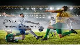  Presentation with best - Beautiful PPT theme featuring soccer best moments mixed media backdrop and a light blue colored foreground