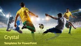  Presentation with best - PPT theme enhanced with soccer best moments mixed media background and a tawny brown colored foreground