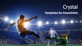  Presentation with best - Slide set featuring soccer best moments mixed media background and a navy blue colored foreground