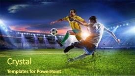  Presentation with best - Colorful slides enhanced with soccer best moments mixed media backdrop and a tawny brown colored foreground