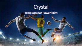  Presentation with best - Presentation theme enhanced with soccer best moments mixed media background and a navy blue colored foreground