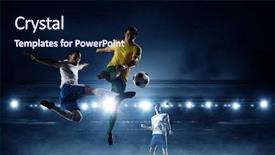  Presentation with best - Slide set enhanced with soccer best moments mixed media background and a navy blue colored foreground