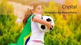 Presentation with football field - Presentation enhanced with soccer camp - little active football fan running background and a yellow colored foreground