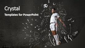  Presentation with football coach - Presentation design featuring soccer coach - football player in jump striking background and a dark gray colored foreground