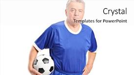  Presentation with football coach - Presentation theme consisting of soccer coach - mature man in sportswear holding background and a sky blue colored foreground