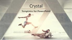  Presentation with football coach - Slide set featuring soccer coach - playing football in office background and a lemonade colored foreground