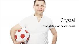  Presentation with football coach - Audience pleasing PPT theme consisting of soccer coach - portrait of a man holding backdrop and a white colored foreground