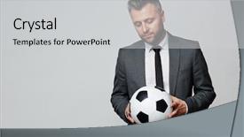  Presentation with coach - Beautiful presentation theme featuring soccer coach backdrop and a light gray colored foreground