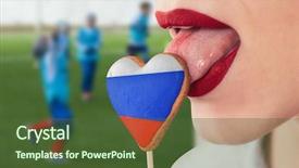  Presentation with russia flag - Slides having soccer cup russian - closeup photo of the woman background and a tawny brown colored foreground