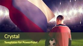  Presentation with night sky - PPT theme consisting of soccer cup russian - goalkeeper in red holding background and a  colored foreground