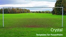  Presentation with destination - Audience pleasing slides consisting of soccer destination backdrop and a forest green colored foreground