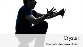  Presentation with hands holding black tablet - PPT layouts enhanced with soccer fan - one man holding digital tablet background and a  colored foreground