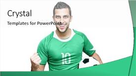  Presentation with soccer - Beautiful presentation design featuring soccer fan celebrates with green backdrop and a white colored foreground